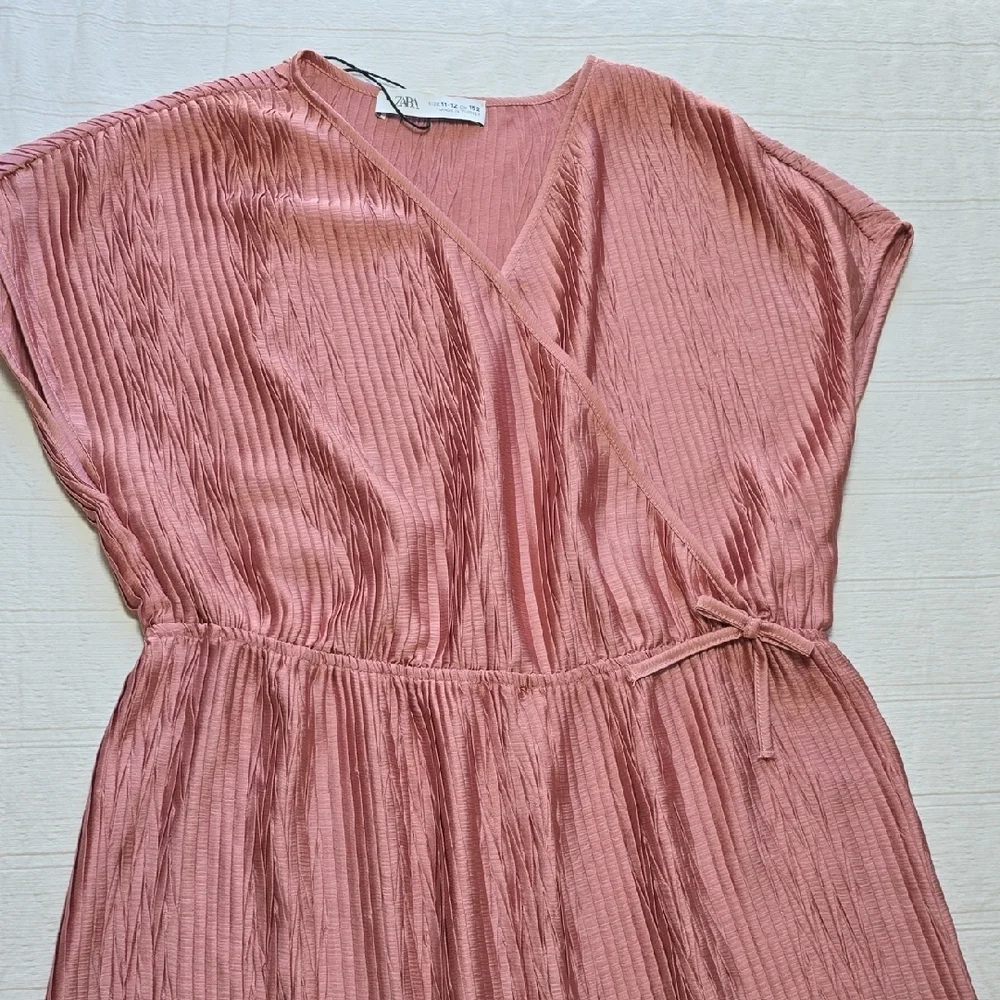 Zara Rose Pink Pleated Culotte Jumpsuit Girls Size 11/12